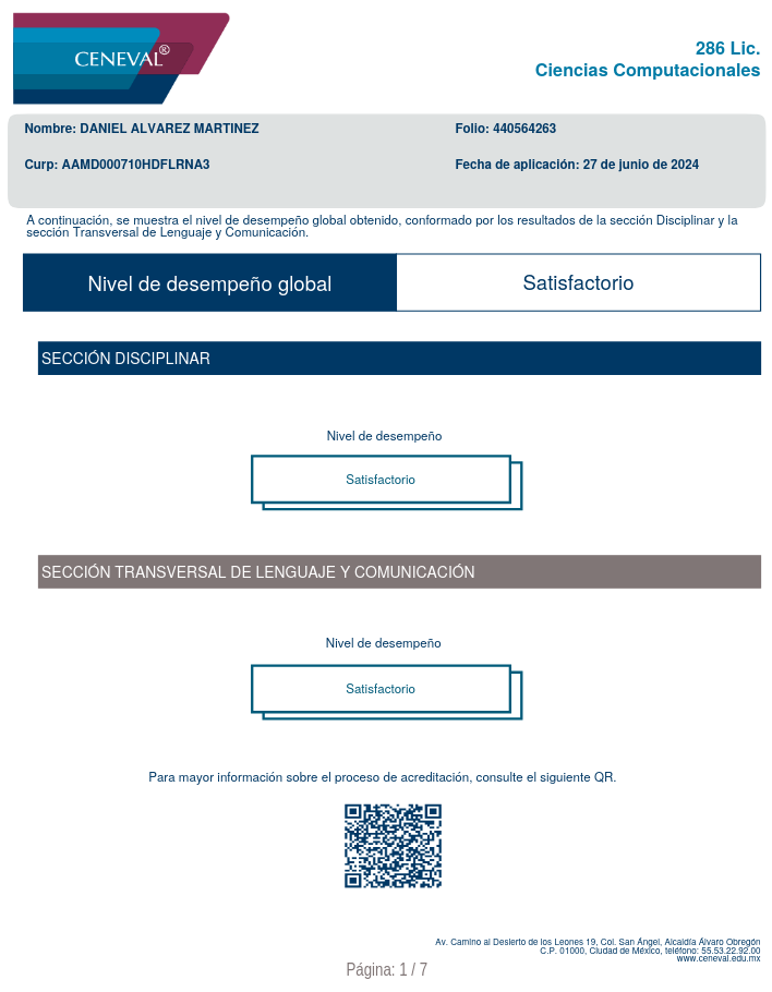 Ceneval Certificate